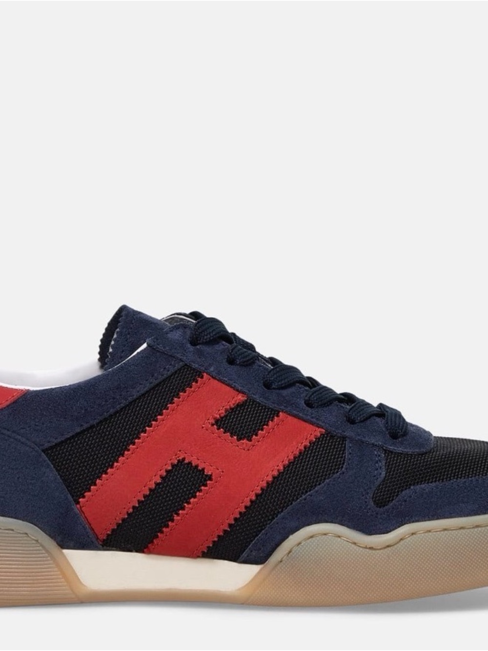 Hogan Men's Navy and Red Lace-Up Sneakers